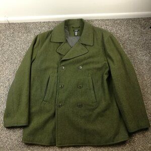 Vintage 2004 J Crew Pea Coat Wool Double Breasted Thinsulate Quilt Lined Mens XL